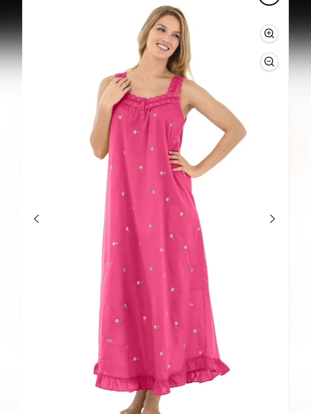 Dreams & Co  Embroidered Cotton Nightgown Lace Neckline Size 1X NEW  Cottagecore